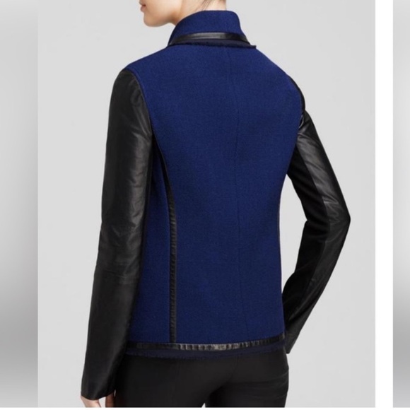 Vince Boucle Knit Lambskin Leather Drape Moto Jacket sz8 - Picture 5 of 15